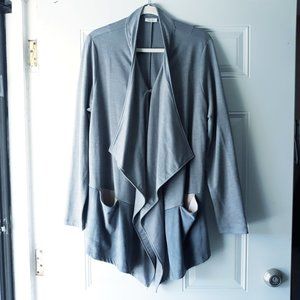 LOGO Lori Goldstein Gray Waterfall Cardigan Sz L
